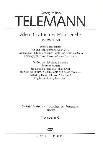 G.P. Telemann: Allein Gott in der Hoeh sei Ehr TVWV 1:58; We