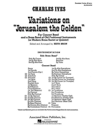 Variations on Jerusalem the Golden, Blaso (Part.)