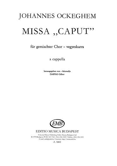 J. Ockeghem: Missa Caput, Gch;4Ges (Chpa)