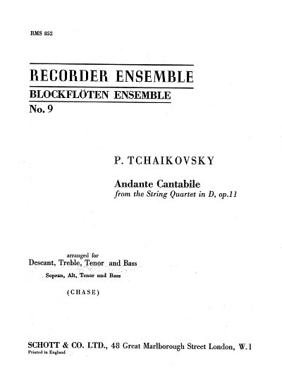 P.I. Tschaikowsky: Andante Cantabile op. 11, 4Blf (Sppa)