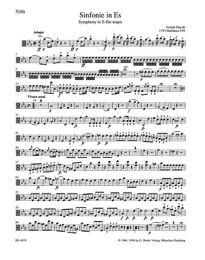 J. Haydn: Londoner Sinfonie Nr. 7 Es-Dur Hob. I, Sinfo (Vla)