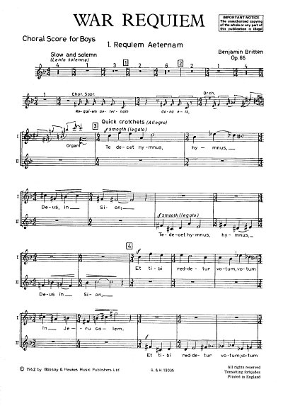 B. Britten: War Requiem op. 66, 3GesKGchOrch (Chpa(Kch))