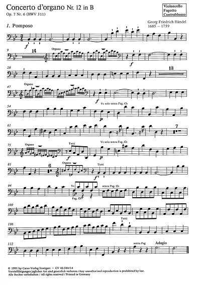 G.F. Händel: Concerto dorgano Nr. 12 in B (Orgelkonzert Nr. 12) HWV 311 op 7, 6
