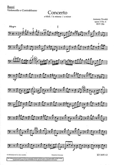 AQ: A. Vivaldi: Concerto a-Moll op. 3/6 (VcKb) (B-Ware)