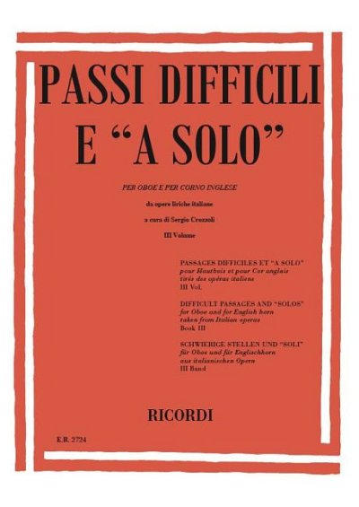 Passi Difficili E A Solo Da Opere Liriche , Ob (Part.)