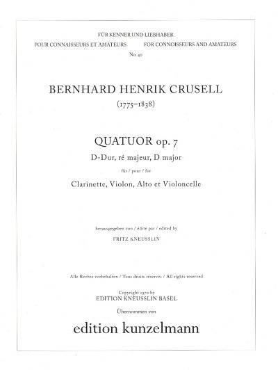 B.H. Crusell: Quartett D-Dur op. 7, KlarVlVaVc (Stsatz)