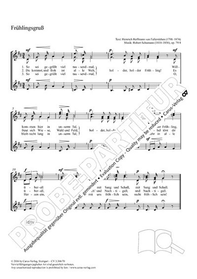 DL: R. Schumann: Frühlingsgruß G-Dur op. 79,4, Fch (Part.)
