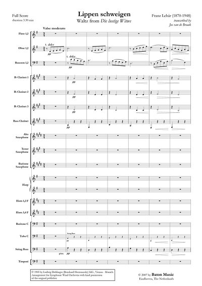F. Lehár: Lippen Schweigen for Orchestra, Blaso (Pa+St)