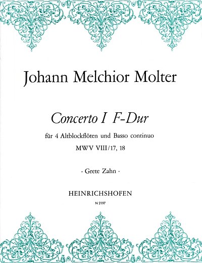 J.M. Molter: Concerto nr. 1 für 4 Altblockflöten und B.c. F-Dur