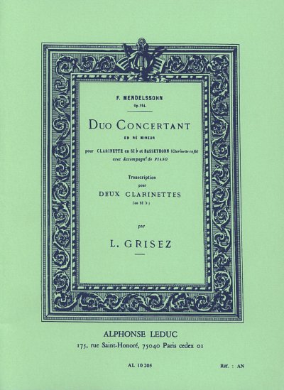 F. Mendelssohn Barth: Duo Concertant, 2Klar (Sppa)