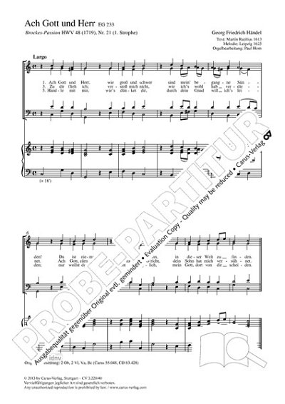 DL: G.F. Händel: Ach Gott und Herr C-Dur, GchOrg (Part.)