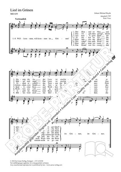 DL: M. Haydn: Lied im Grünen D-Dur MH 659 (Part.)