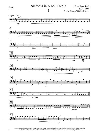F. Beck: Sinfonia in A-Dur, Zupforch (Bass)