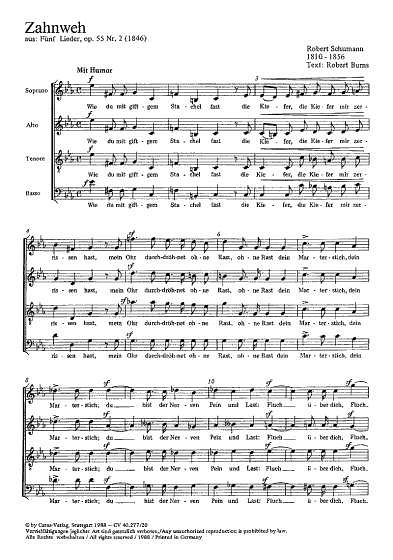 R. Schumann: Zahnweh op. 55 Nr. 2; aus: Fuenf Lieder / Parti