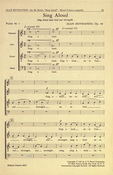 A. Hovhaness: Sing aloud unto God our Strengh op. 68