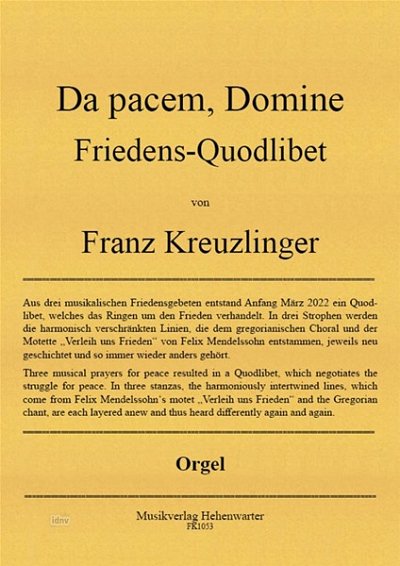 F. Kreuzlinger: Da pacem, Domine, Org