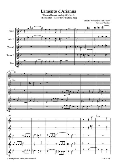 DL: C. Monteverdi: Lamento d'Arianna, 5Bfl (Pa+St)
