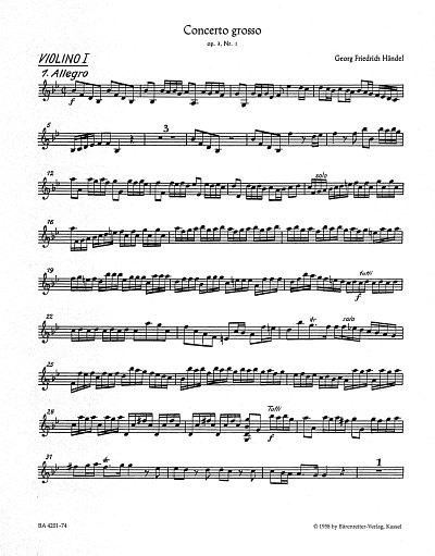 AQ: G.F. Händel: Concerto grosso B-Dur op. 3/1 HWV, (B-Ware)