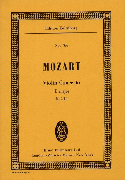 W.A. Mozart: Konzert 2 D-Dur Kv 211 Eulenburg Studienpartitu