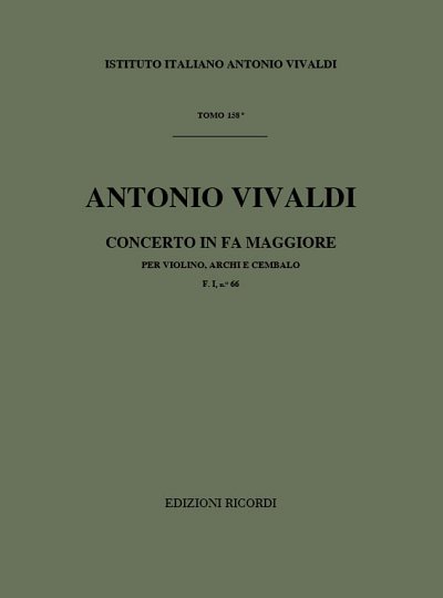 Concerto per Violino, Archi e BC: In Fa Rv 296 (Part.)