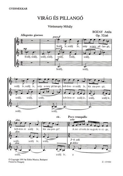 A. Bozay: Virág és pillangó op. 32/a6, Kch3 (Chpa)