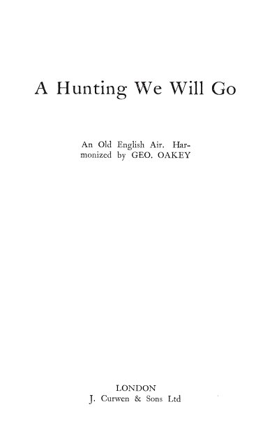 Hunting We Will Go