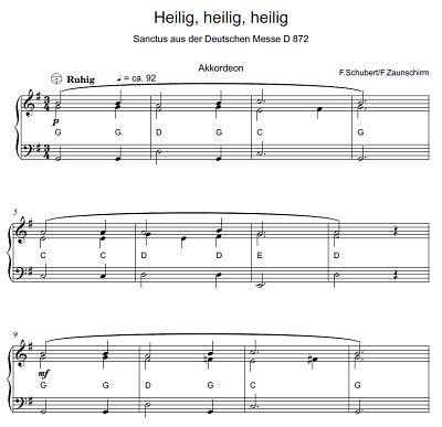 DL: F. Schubert: Heilig, heilig, heilig, Akk (Part.)