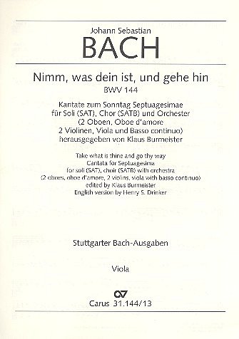 J.S. Bach: Nimm, was dein ist, und gehe , 3GsGchOrchBc (Vla)