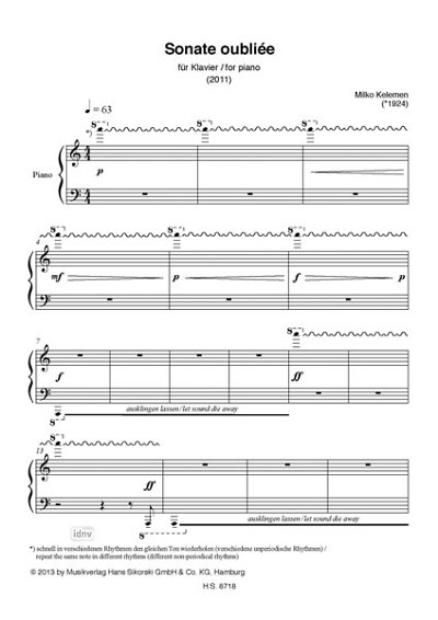 M. Kelemen: Sonate Oubliee Exempla Nova 518
