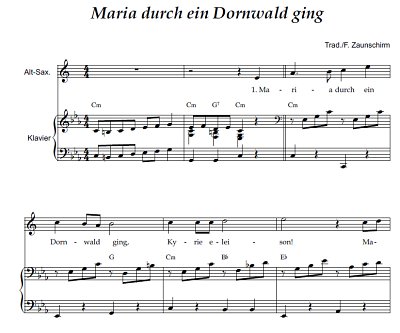 DL: (Traditional): Maria durch ein Dornwald gin, AsaxOrg (Pa