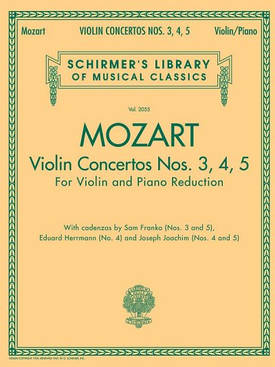 W.A. Mozart: Violin Concertos Nos. 3, 4, , VlKlav (KlavpaSt)