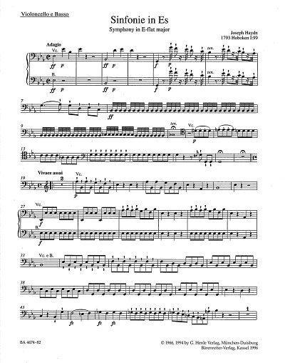 J. Haydn: Londoner Sinfonie Nr. 7 Es-Dur Hob. , Sinfo (VcKb)
