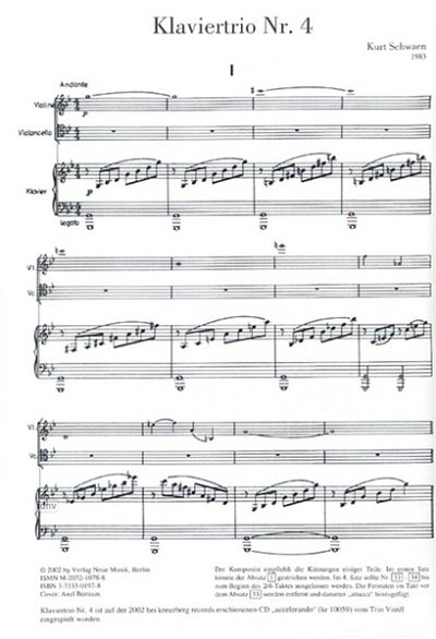 K. Schwaen: Klaviertrio Nr. 4, VlVcKlv (KlavpaSt)