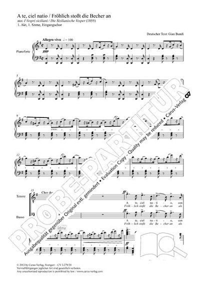 G. Verdi: A te, ciel natio (Fröhlich stoßt die Becher an) G-Dur (1855)