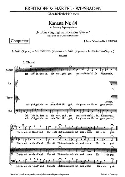 J.S. Bach: Ich bin vergnügt mit meinem Glücke BWV 84