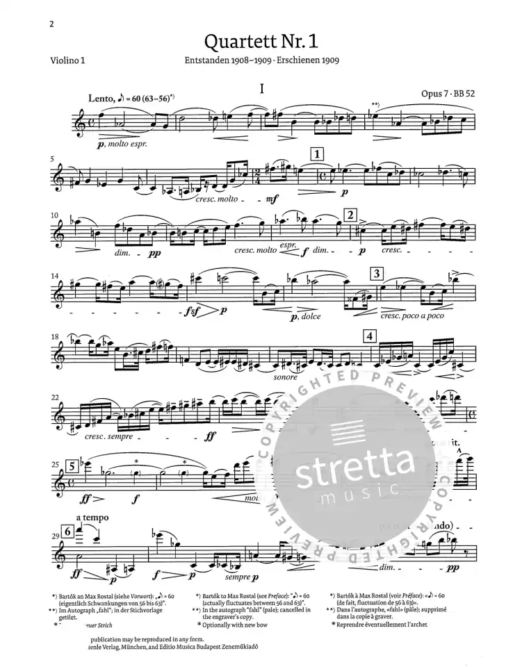 B. Bartók: Streichquartett Nr. 1 op. 7, 2VlVaVc (Stsatz) (1)