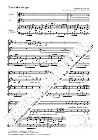 DL: H. Purcell: Sound the trumpet D-Dur (Part.)