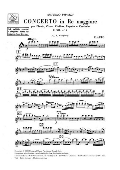 A. Vivaldi: Concerto Per Strumenti Diversi E B.C.: In Re Per