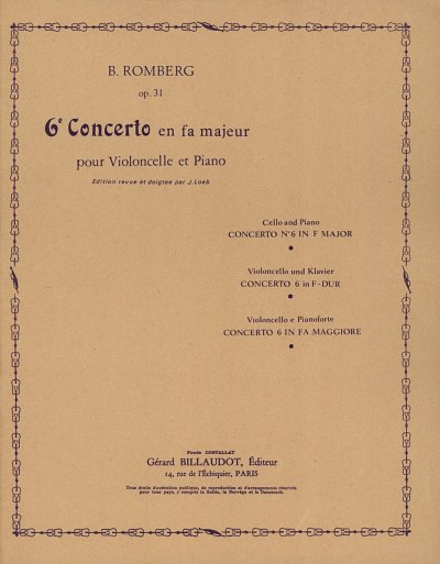 B. Romberg: Concerto Nø6 En Fa Majeur Opu, VcKlav (KlavpaSt)