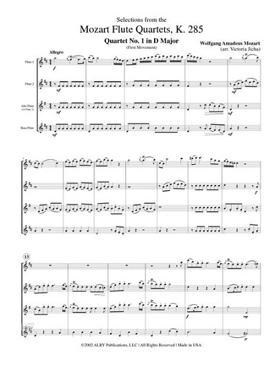 W.A. Mozart: Selections From The Mozart Flute Quartets (Bu)