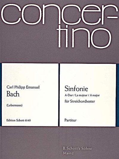 DL: C.P.E. Bach: Sinfonie A-Dur, Stro (Part.)
