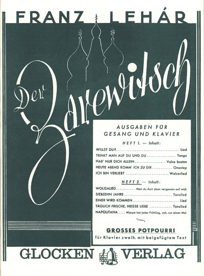 F. Lehár: Der Zarewitsch, Liederheft