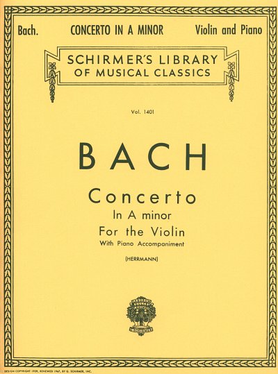 J.S. Bach: Violin Concerto No.1 In A Mino, VlKlav (KlavpaSt)