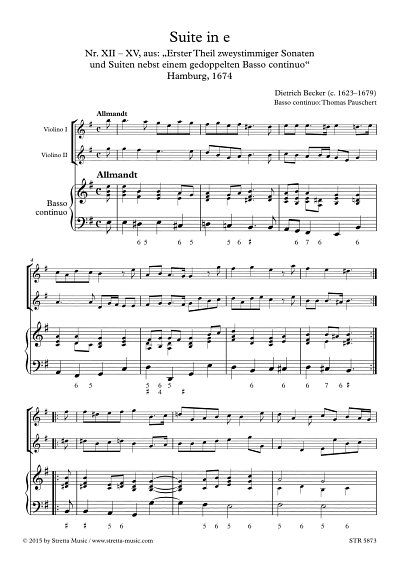 DL: D. Becker: Suite in D, 2 Violinen, Basso continuo