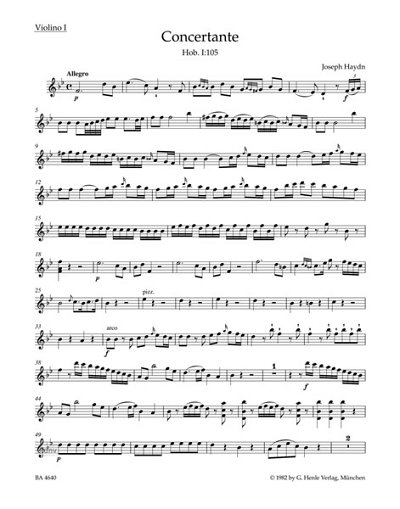 J. Haydn: Concertante Hob. I:105, VlVcObFgOrch (Vl1)