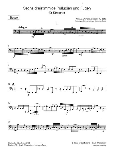 W.A. Mozart: 6 dreistimmige Präludien und Fugen Nr. 1-3 KV 404a