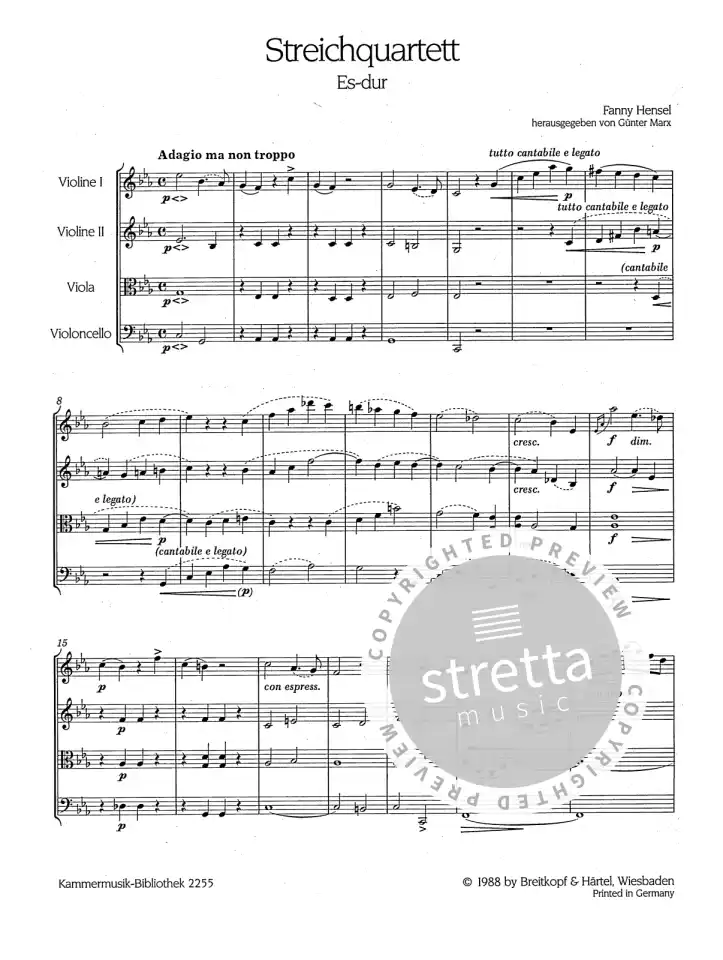 F. Hensel: Streichquartett Es-dur, 2VlVaVc (Pa+St) (1)