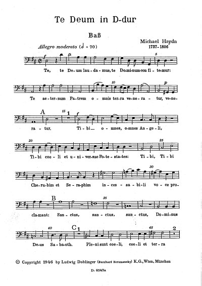 M. Haydn: Te Deum in D-Dur, Gch4Orch/Klv (Ch-B)