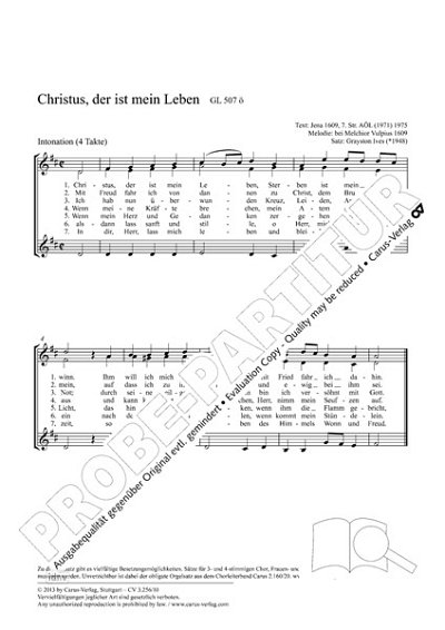 DL: G. Ives: Christus, der ist mein Leben D-Dur (, ChOrg (Pa