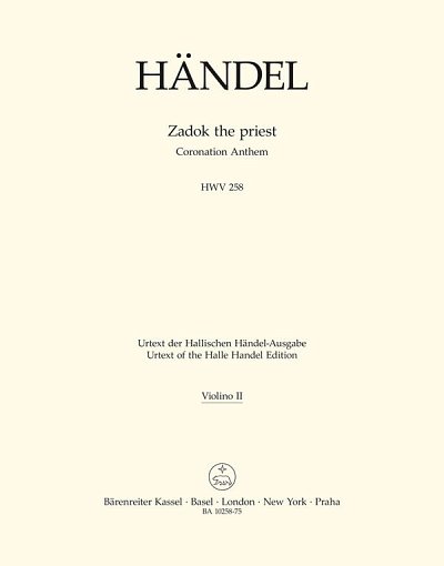 G.F. Händel: Coronation Anthem 1: Zadok the, GsGchOrch (Vl2)
